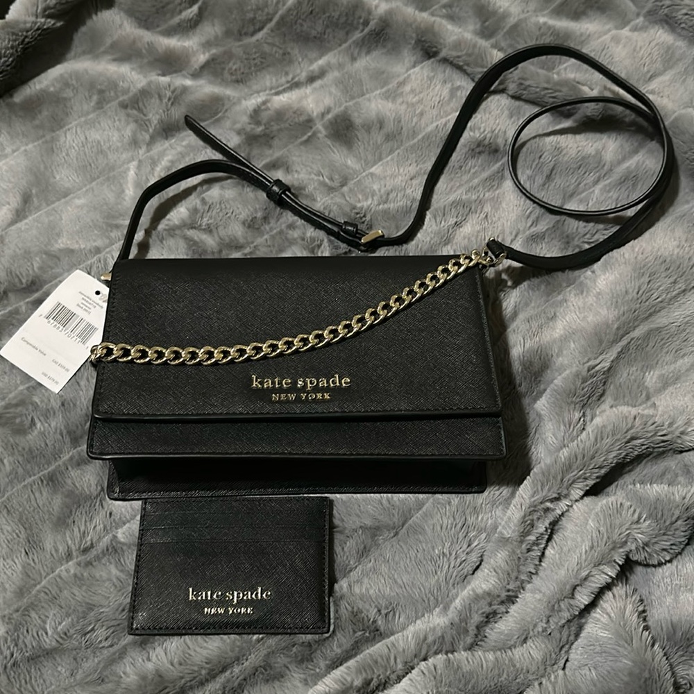 Black Kate Spade Cameron Convertible Crossbody (NWT) with Matching Cardholder